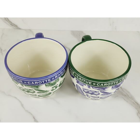 Certified International Soup Bowl Green Purple 4" Vegetables Design Ceramic x2 - Picture 9 of 13